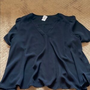 CAbi Black Relaxed Short Sleeve Blouse